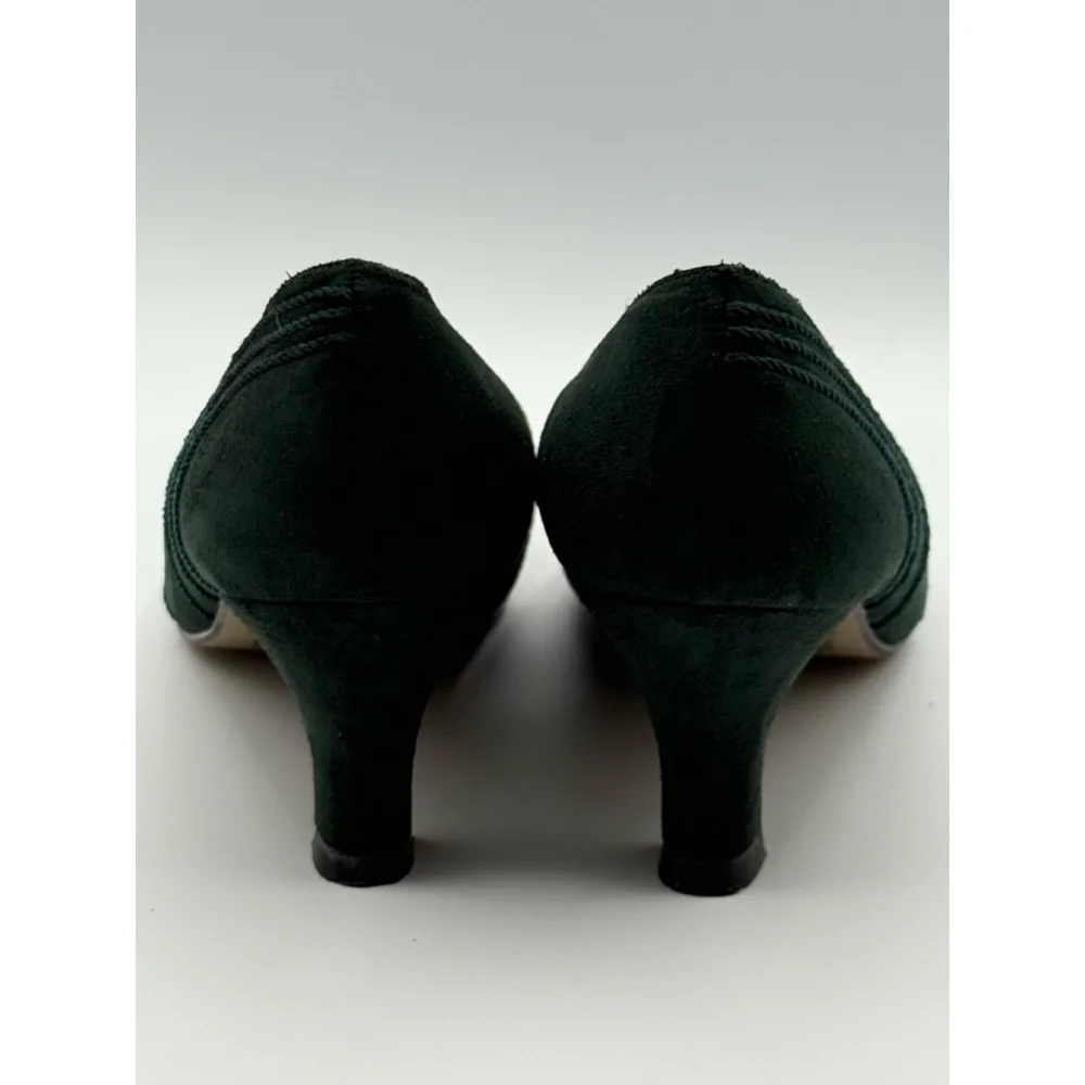 LifeStride Soft System Green Fabric Heels 6.5M – Vintage Style Pointed Toe Pumps